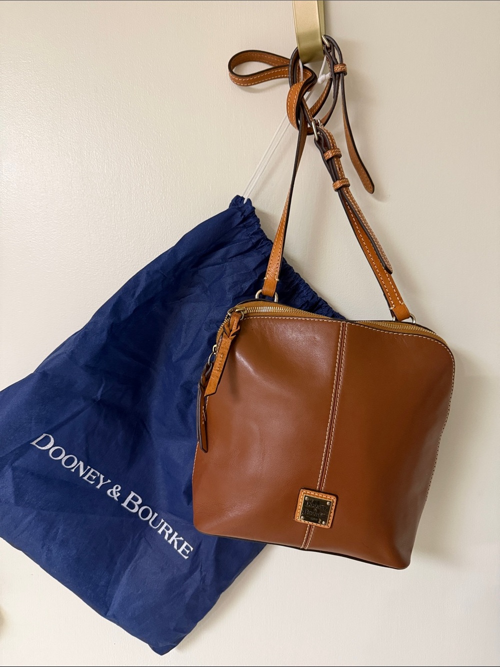 Dooney & Bourke Brown Leather Crossbody with Adjustable Strap